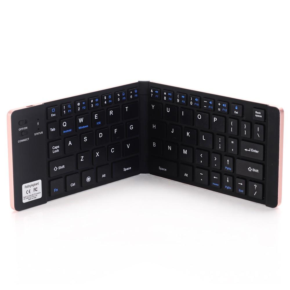 Mini Portable Wireless Keyboard 66 Keys Folding with Stand for Phone/Tablet/Laptop