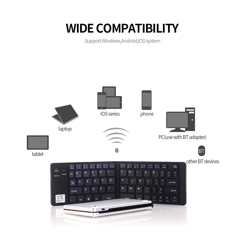 Mini Portable Wireless Keyboard 66 Keys Folding with Stand for Phone/Tablet/Laptop