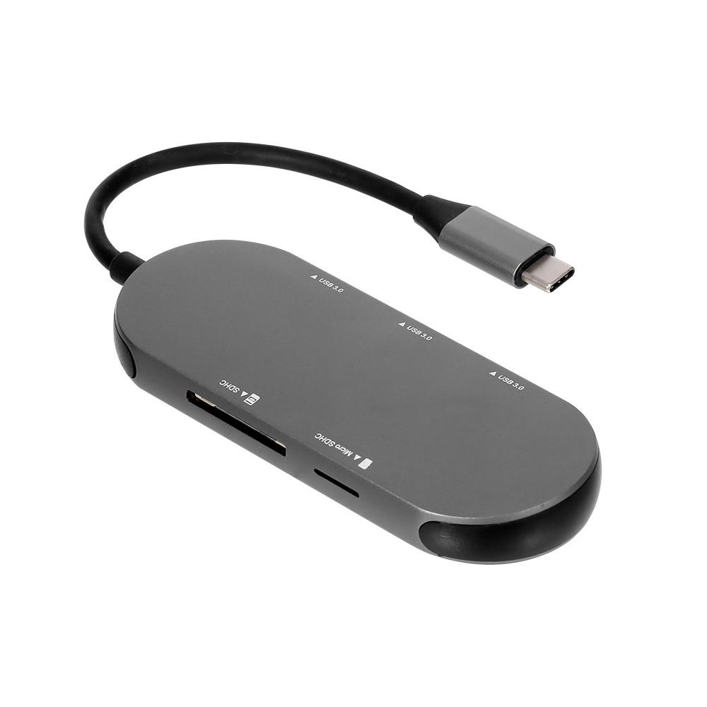 5-in-1 Multi-functional Hub Aluminum Shell USB3.0*3/SD TF Card Plug and Play Portable Hub