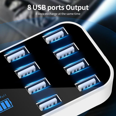 8 Port USB Car Charger with LED Display 8A Output Quick Charge Intelligent Portable Vehicle