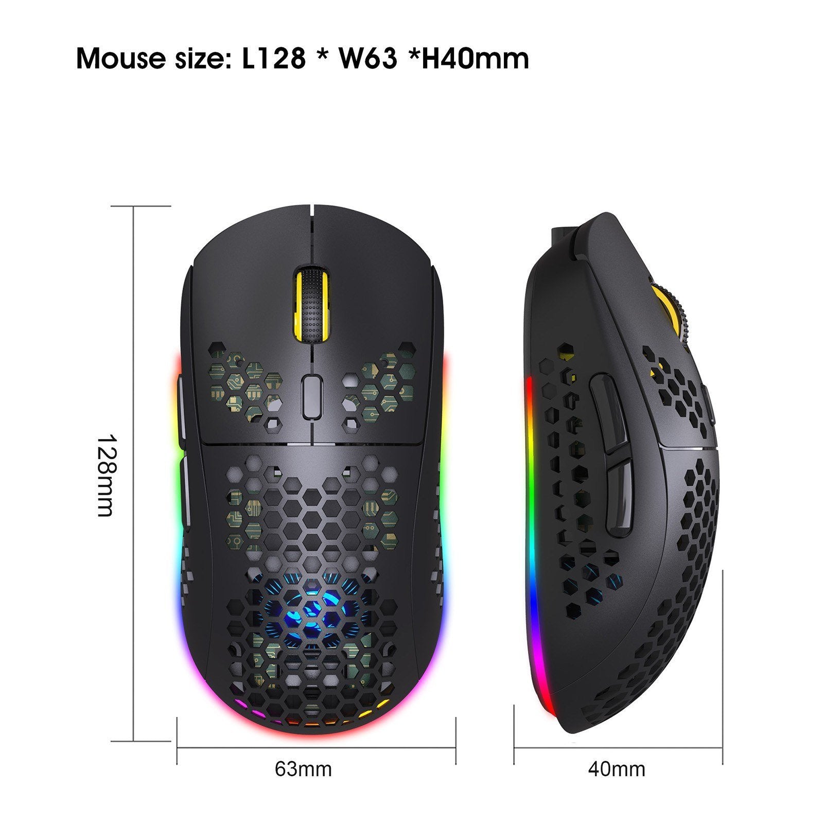 Three Mode Wireless Mouse RGB Lighting with Adjustable DPI