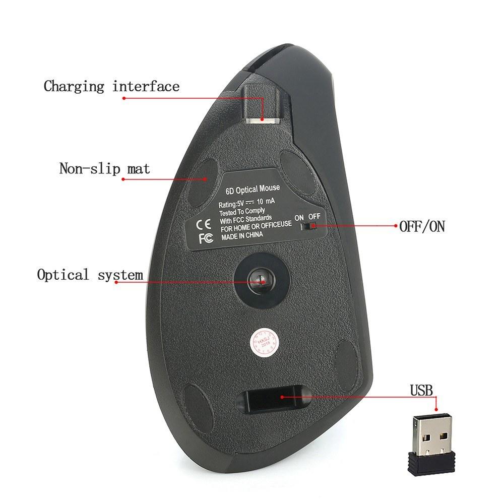 Wireless Mouse Vertical Mice Ergonomic Rechargeable 3 DPI optional