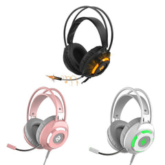 USB Wired Headset 3.5mm Stereo Gaming Noise Cancelling Headphone with Mic 50mm Driver Unit