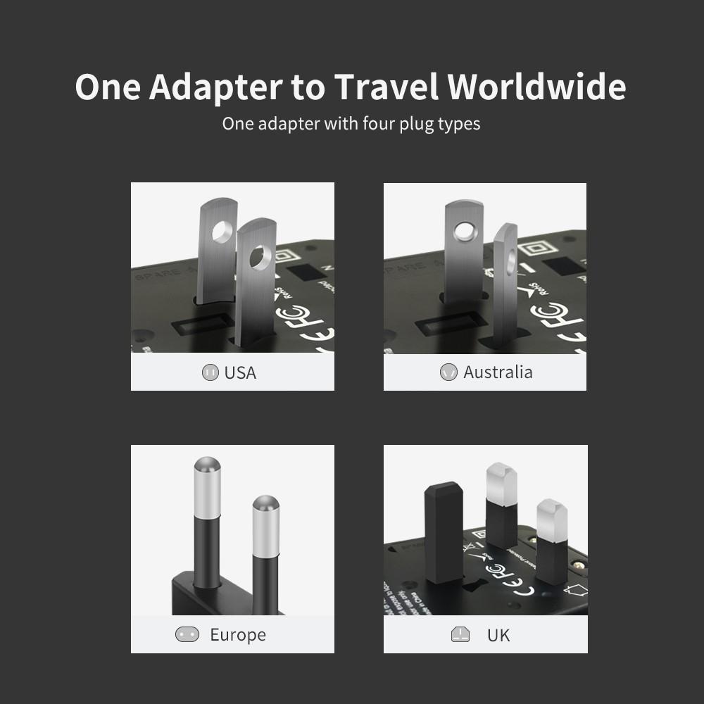 Universal Travel Adapter World USB Power Versatile Plug support 150+ Countries