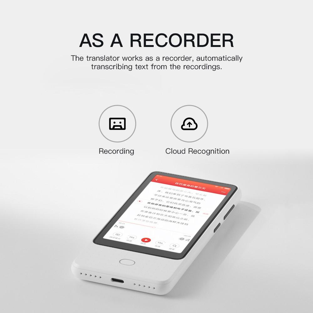 AI Voice Translator Recorder 1+8GB 18 Languages 4.1 inch Touch Screen 6 Microphone Online Camera