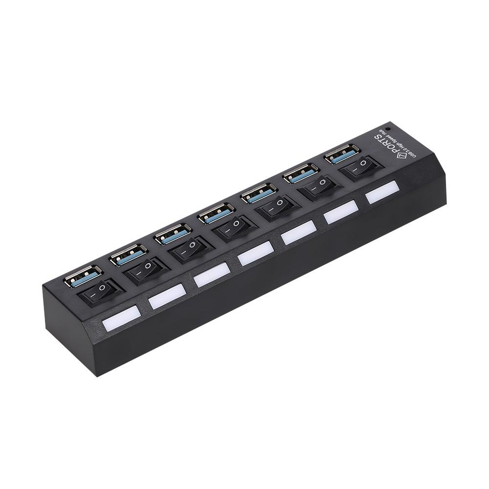7-Port USB 3.0 HUB Splitter 7 Ports Expander with Switch For PC