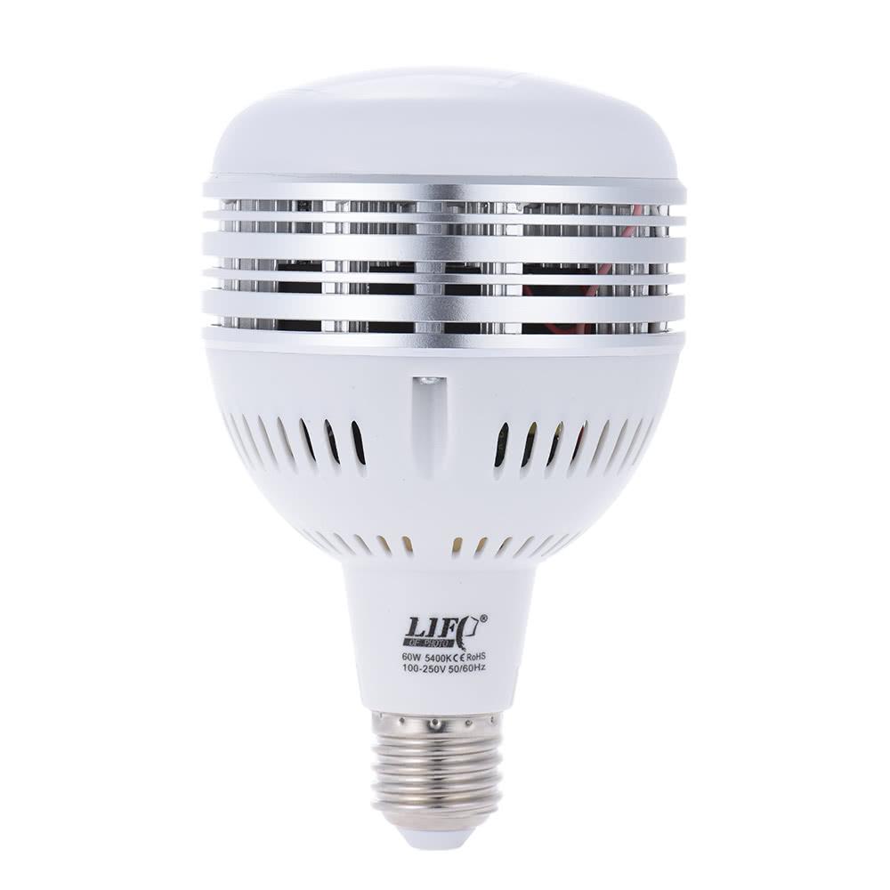 60W LED Daylight Balanced E27 5400K Light Bulb Studio Modeling Lamp for Photography Video Lighting 100~250V