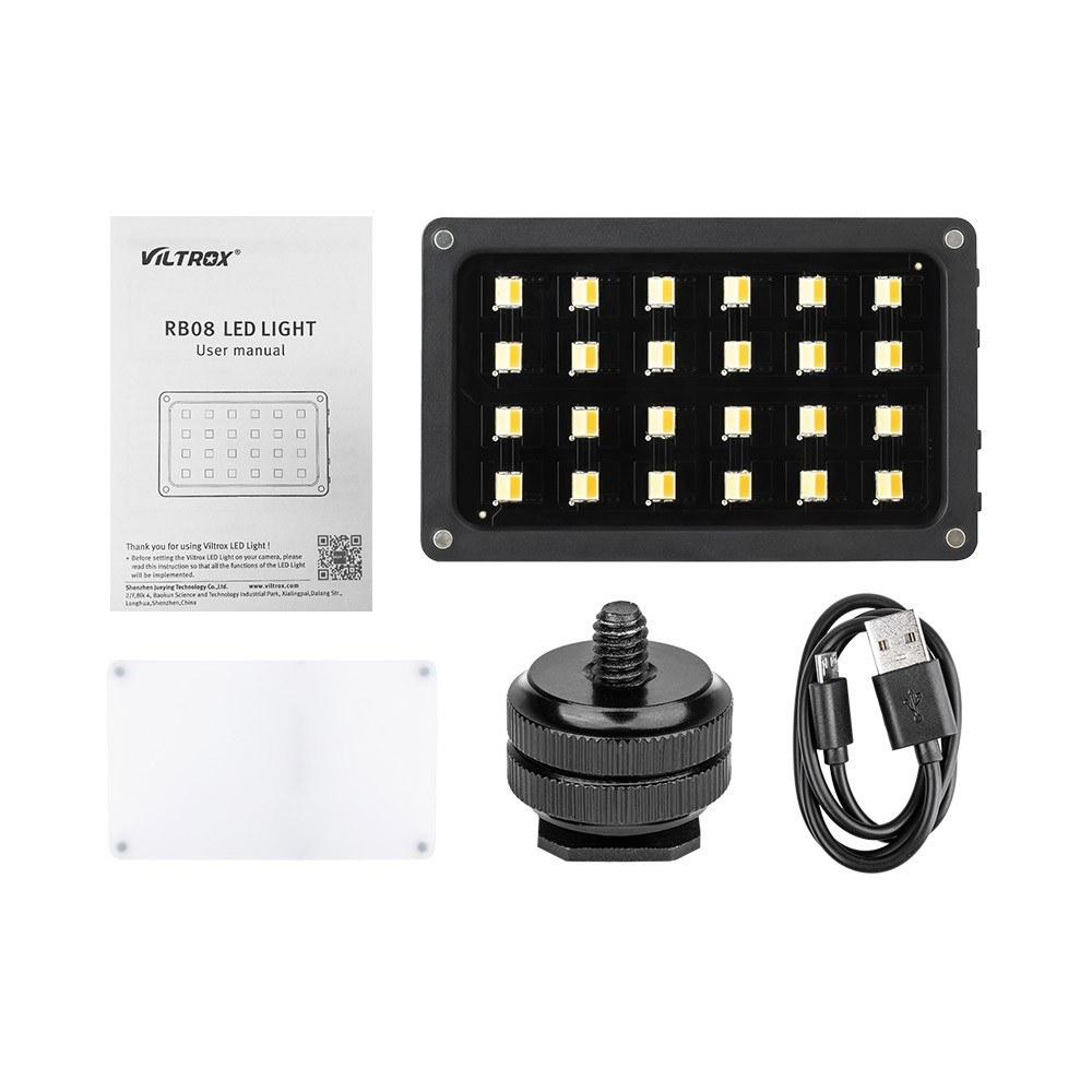 Portable LED Fill-in Video Light Lamp 24pcs Beads Adjustable Brightness with Display Screen Diffuser