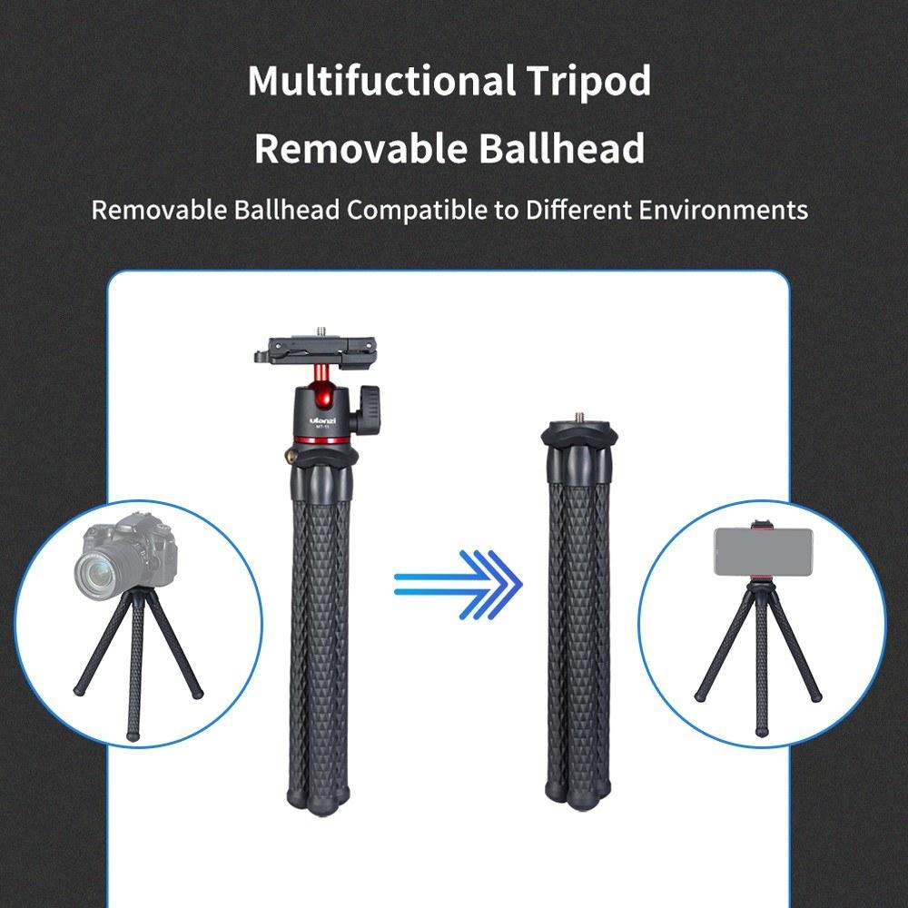 Flexible Octopus Tripod Stand 1/4 Inch Screw 2-in-1 Platform Design 360° Adjustment Ballhead