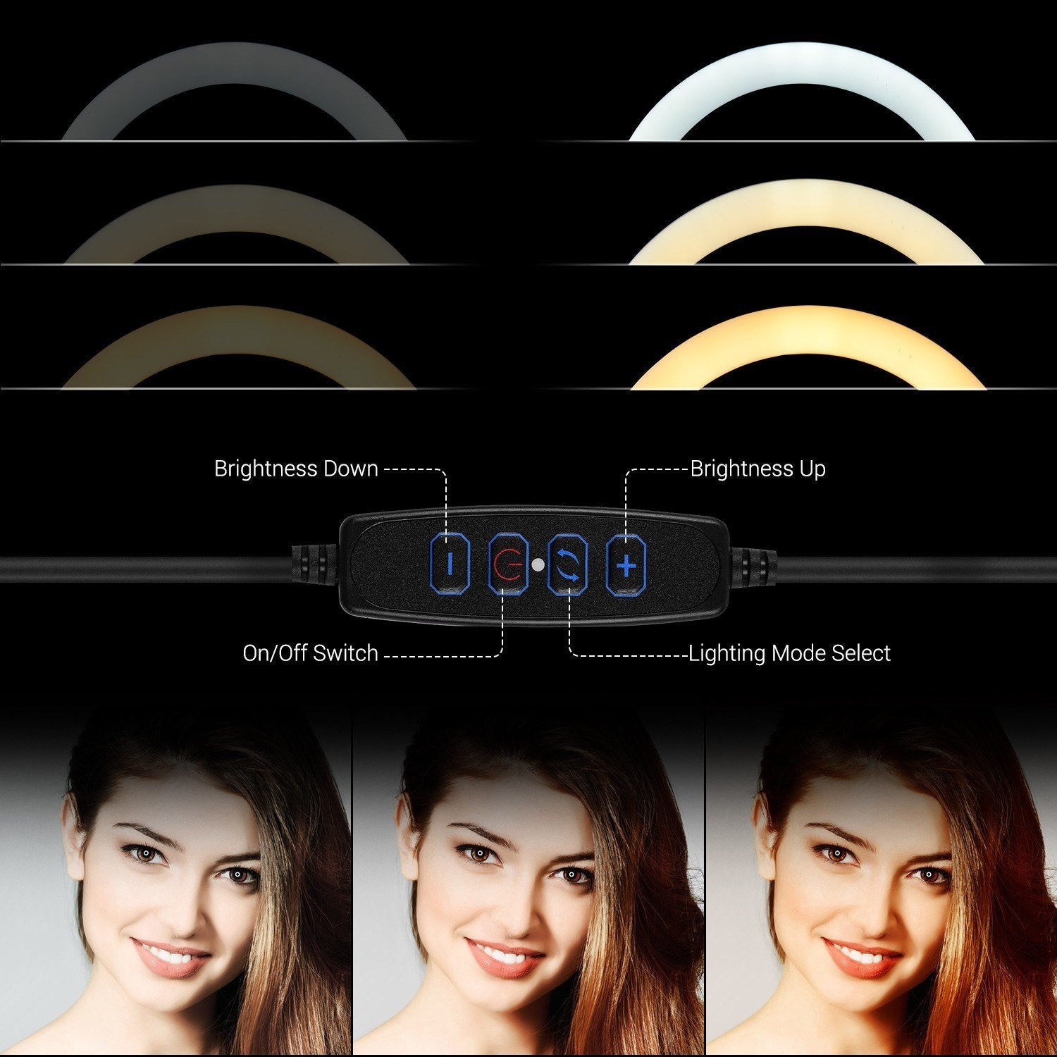 10 Inch Mini LED Ring Light Photography Fill-in 3 Lighting Modes