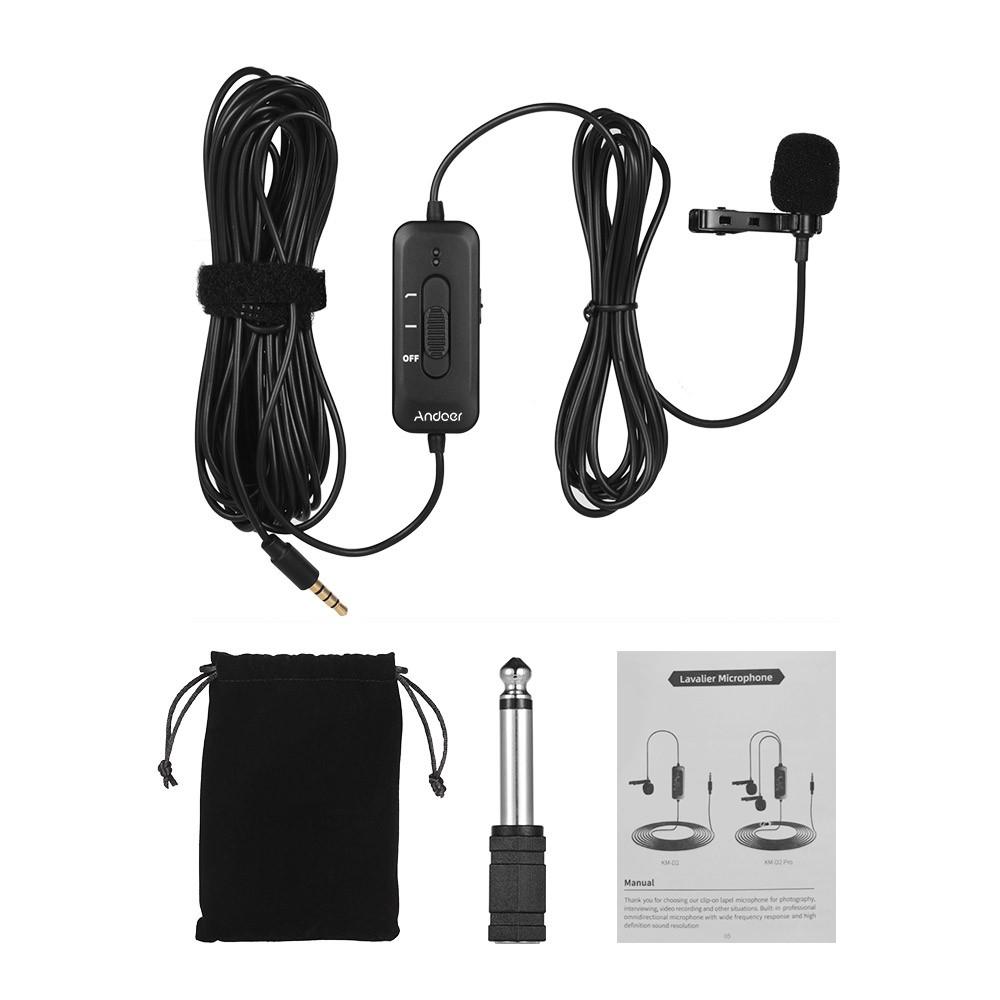 Omni-directional Clip-on Lavalier Microphone 3.5mm Plug Condenser Mic