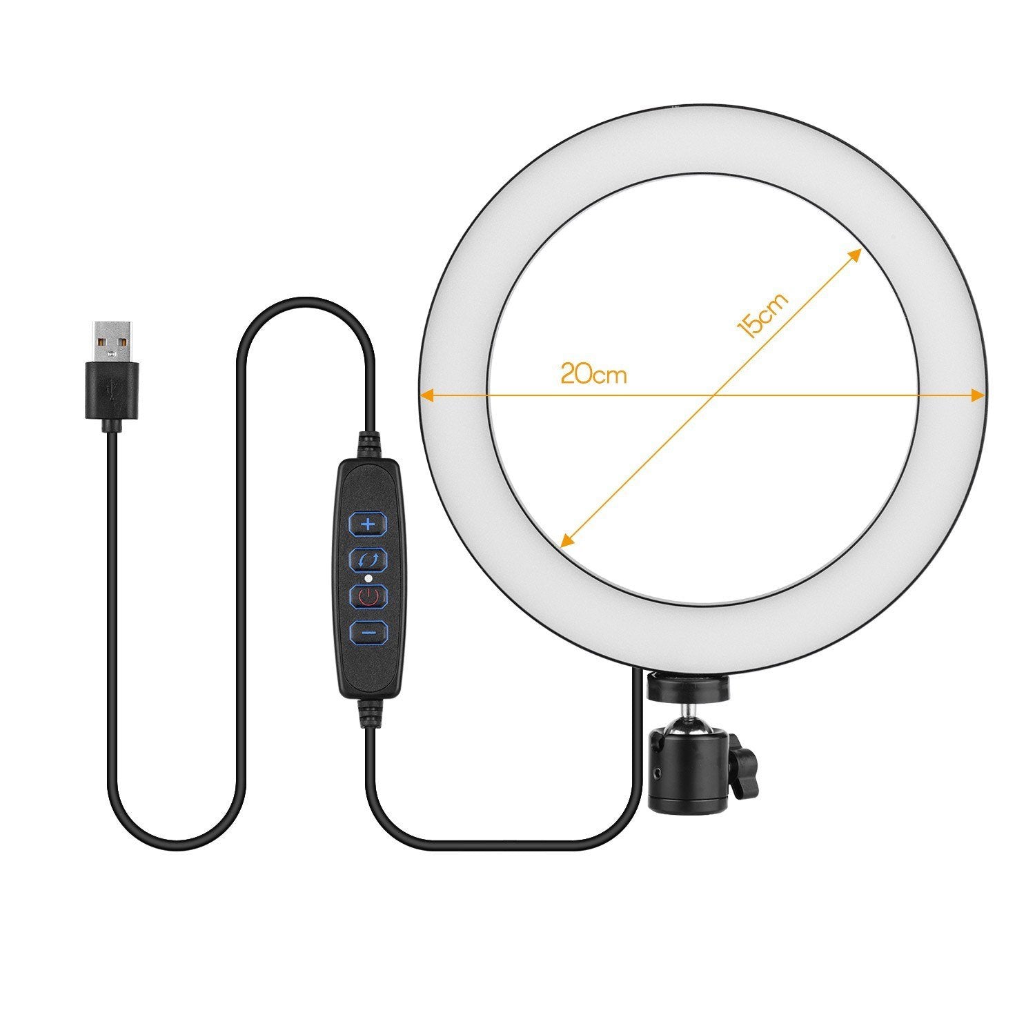 20cm Bi-color Dimmable Tabletop LED Ring Light Kit