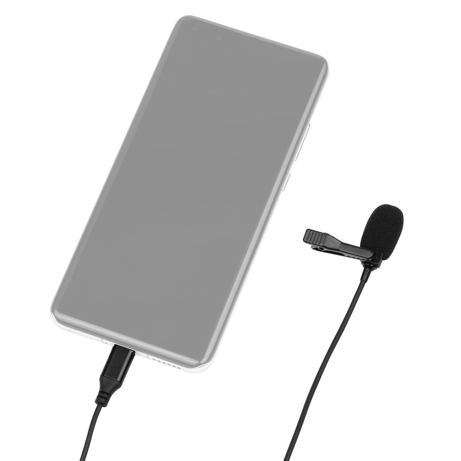 Omni-directional Condenser Lavalier Microphone with Foam Windshield 3.5mm TRRS 3.5mmTRS Adapter 3m Cable