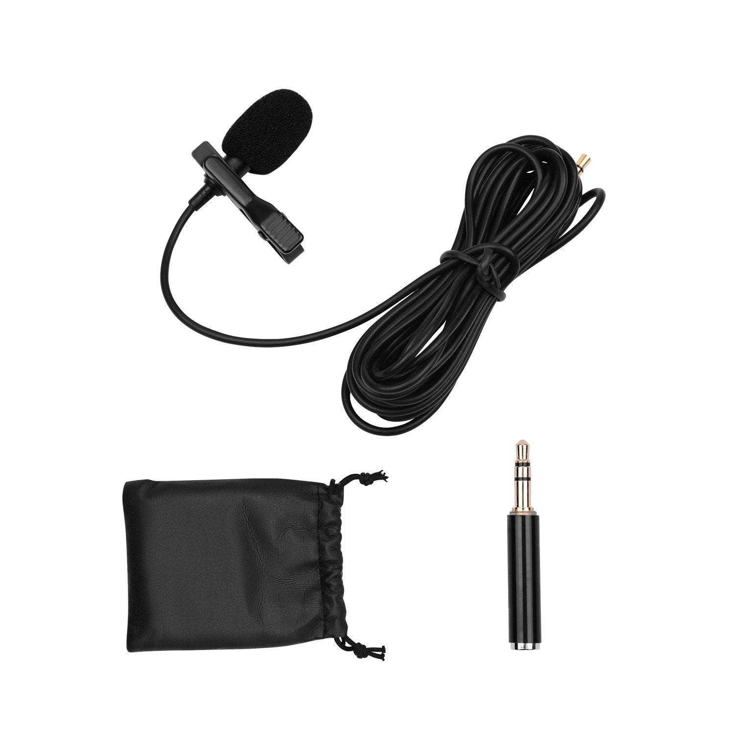 Omni-directional Condenser Lavalier Microphone with Foam Windshield 3.5mm TRRS 3.5mmTRS Adapter 3m Cable