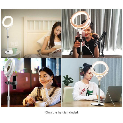 8 Inch Desktop LED Fill Ring Light Kit Set 3000K-6500K Adjustable Brightness Portable