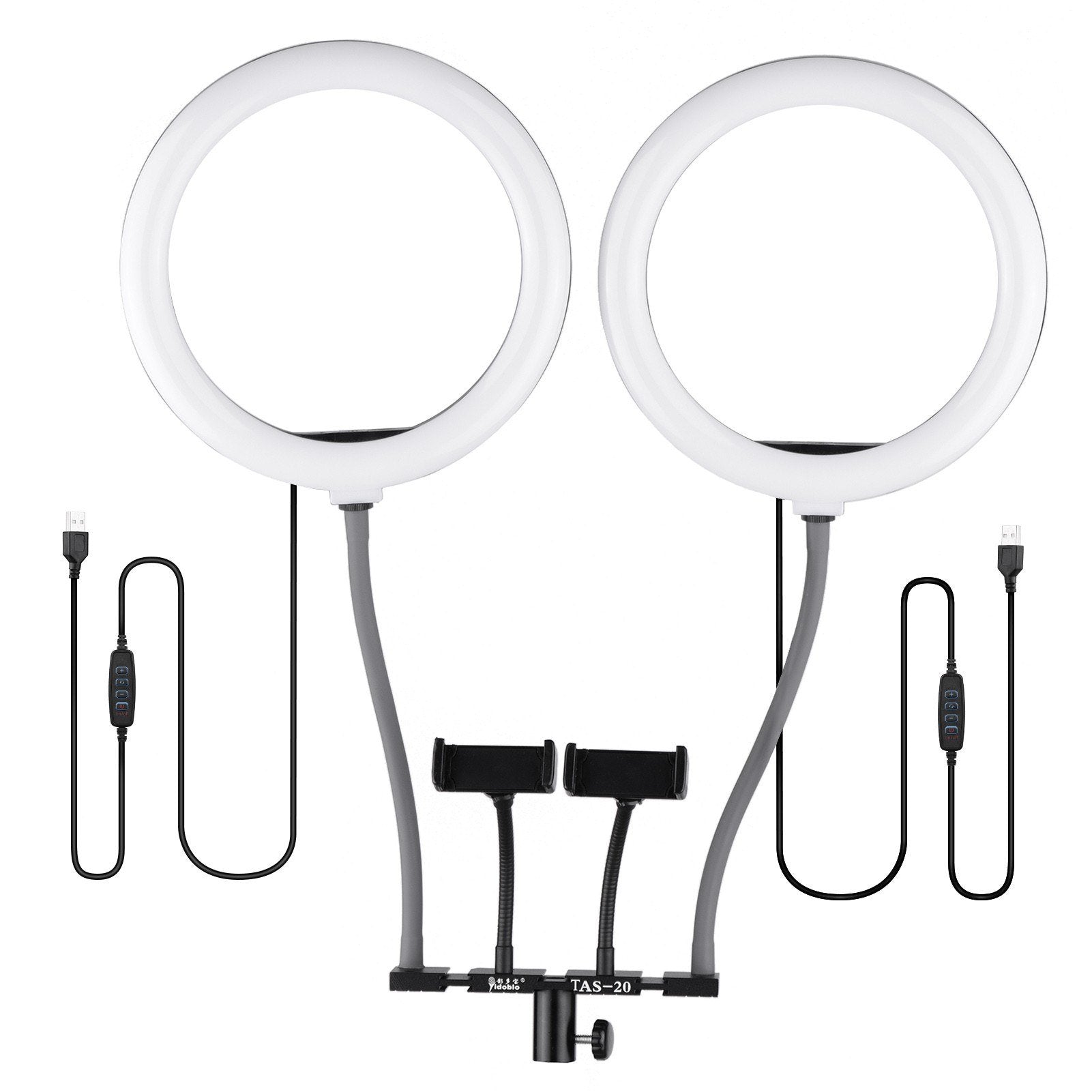 10 Inch/26cm Bi-color Dimmable Dual Selfie Ring Video Light Kit