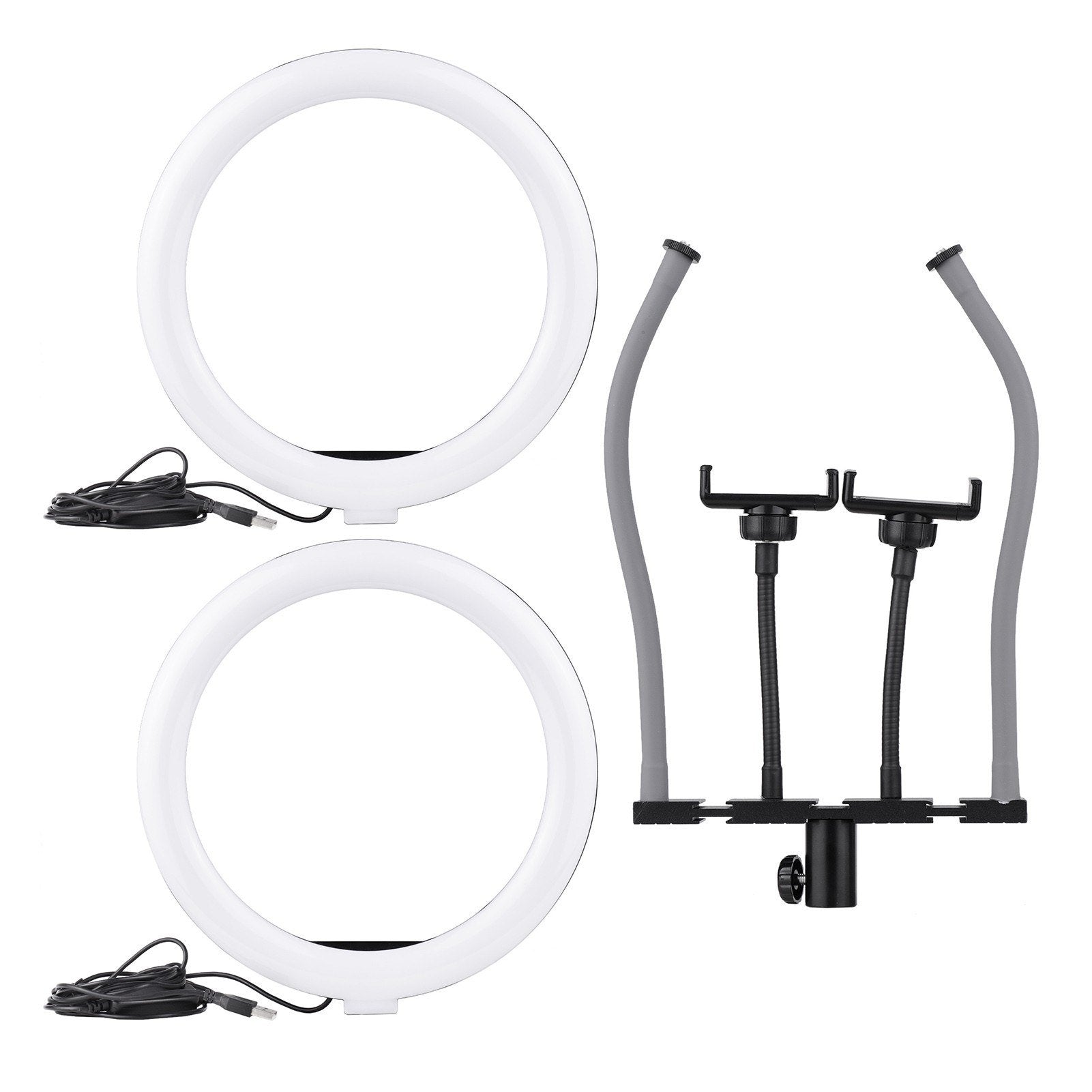 10 Inch/26cm Bi-color Dimmable Dual Selfie Ring Video Light Kit