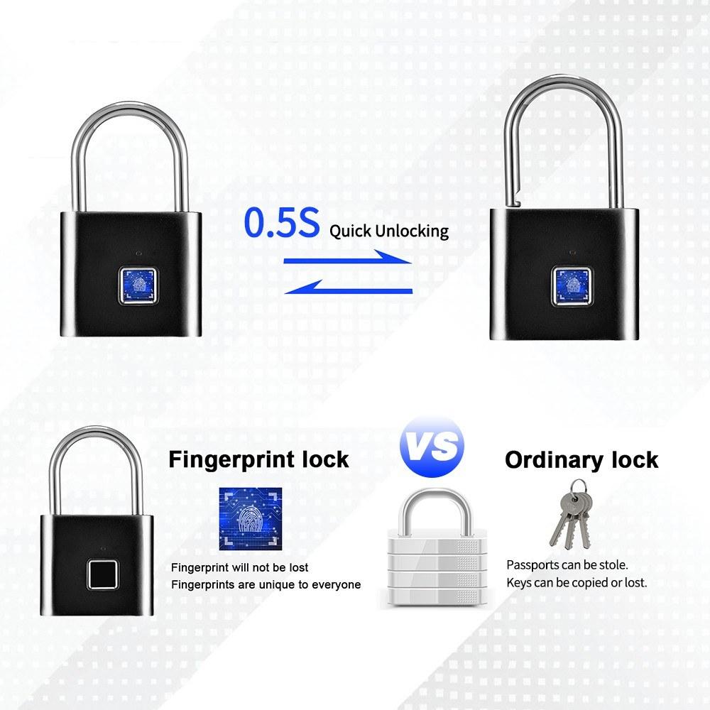 Smart Fingerprint Padlock Small Size Cabinet Lock Dormitory Anti-theft