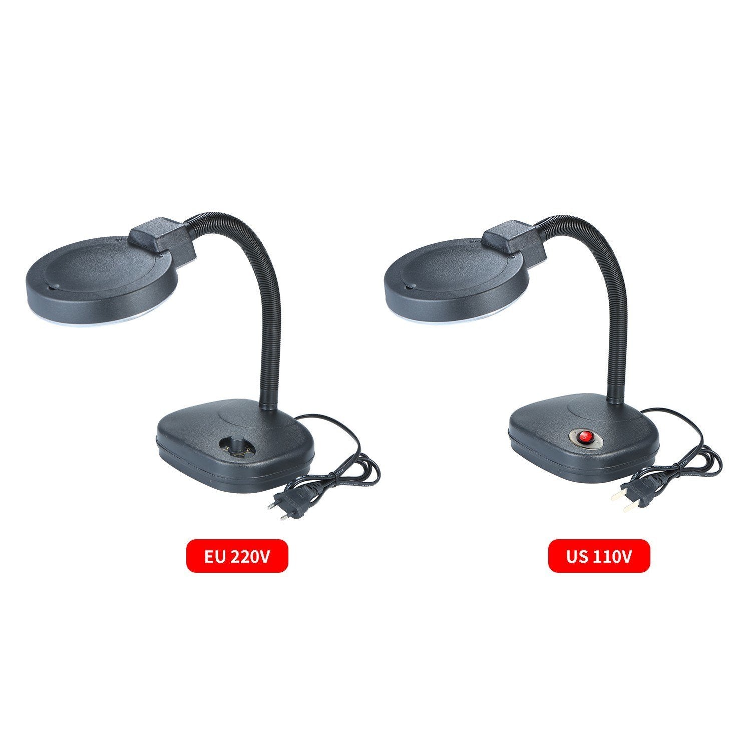 Bench Magnifier 10x/5x 3/8 Diopter Flexible Gooseneck LED Table Desktop Magnifying Glass Lamp