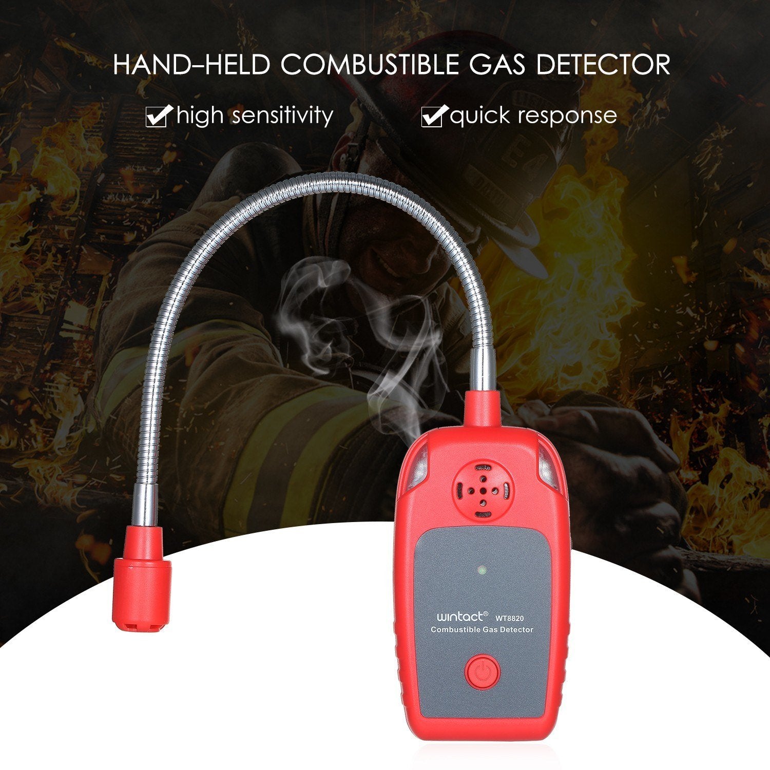Handheld Combustible Gas Detector Leakage Natural Sensor Leak Test Instrument 12-inch Gooseneck