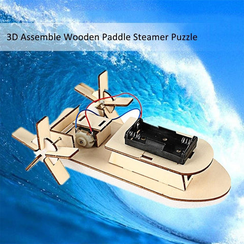 DIY Boat Model Material Set Wood Building Kit 3D Assemble Creative Educational Science Experiment