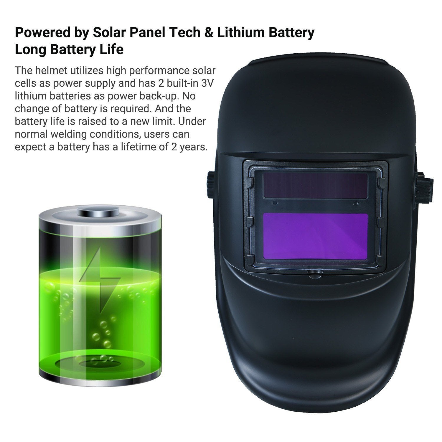 Welding Helmet Solar Powered Auto Darkening Protective Shield with Variable Shade from DIN9 to DIN13