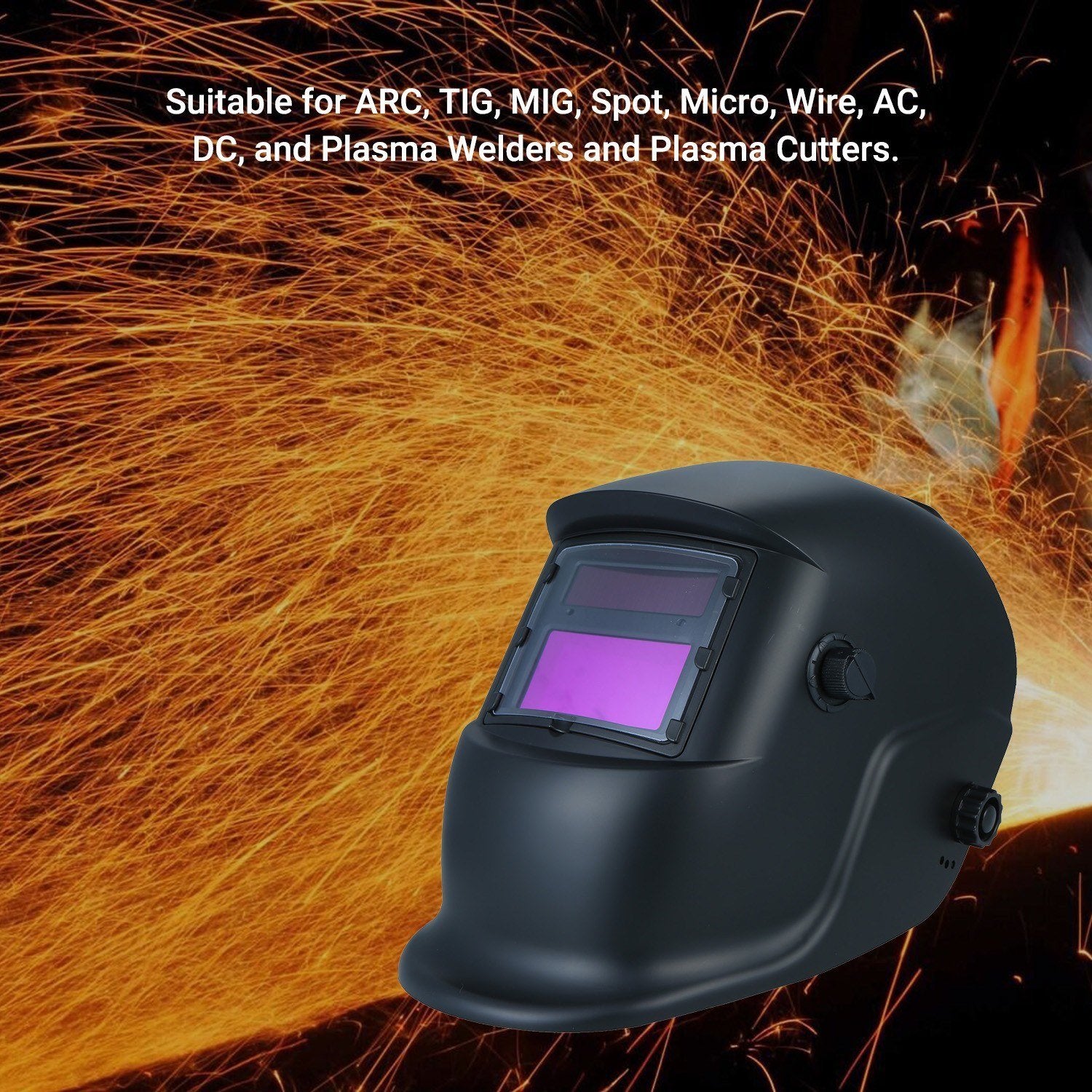 Welding Helmet Solar Powered Auto Darkening Protective Shield with Variable Shade from DIN9 to DIN13