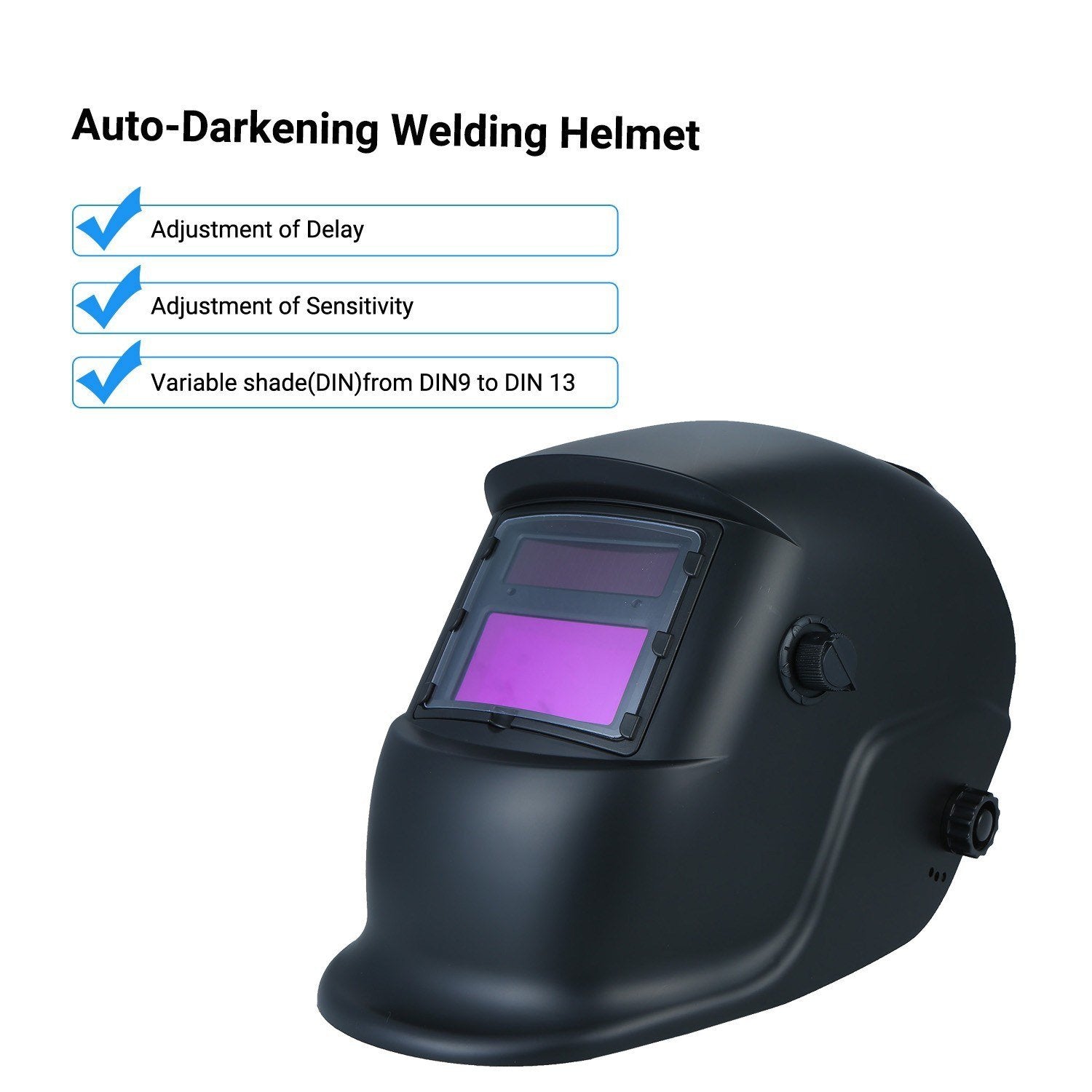 Welding Helmet Solar Powered Auto Darkening Protective Shield with Variable Shade from DIN9 to DIN13