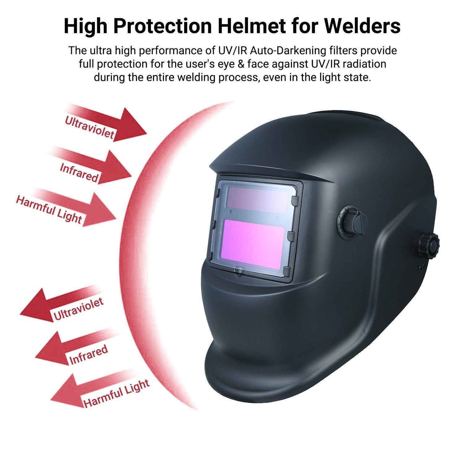 Welding Helmet Solar Powered Auto Darkening Protective Shield with Variable Shade from DIN9 to DIN13