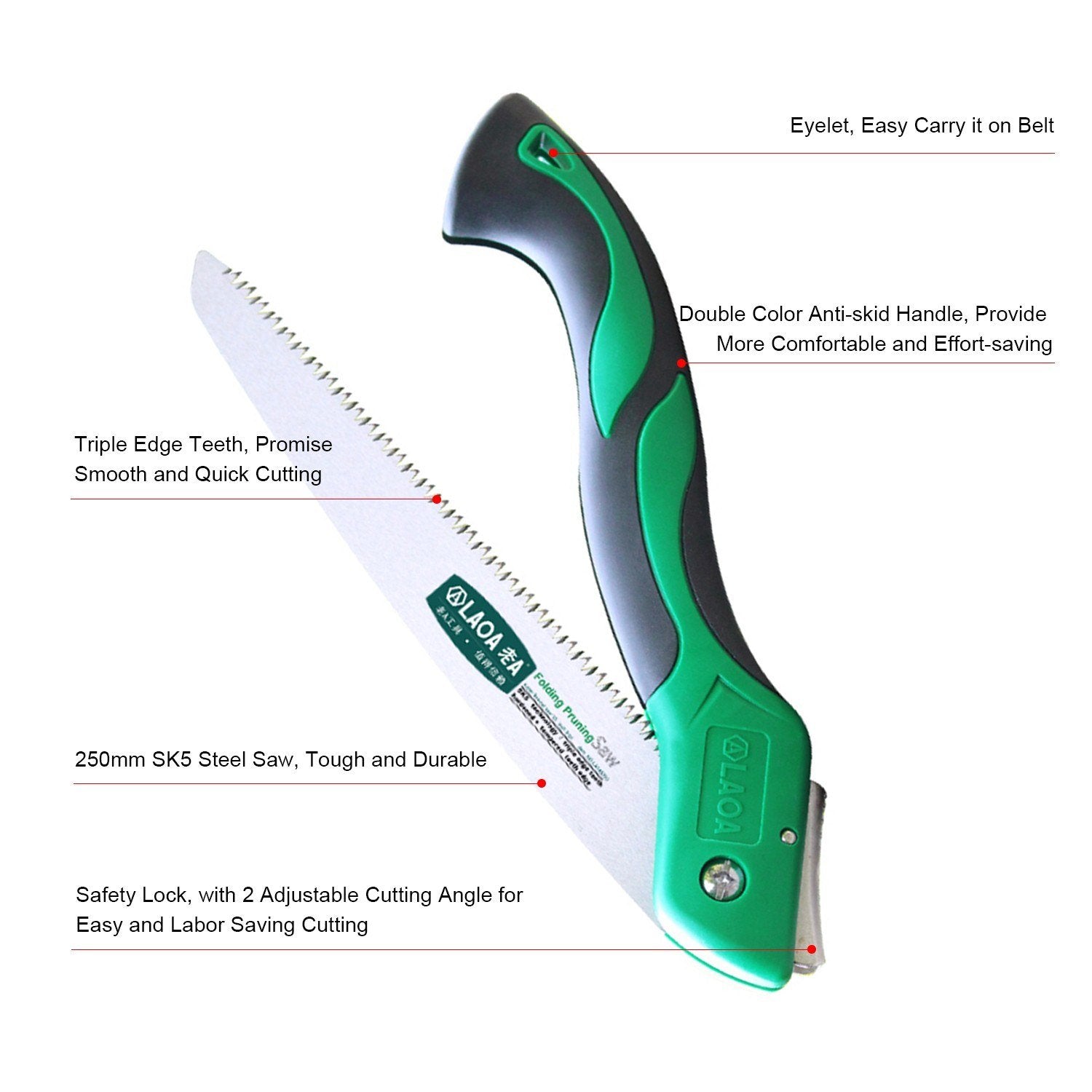 250mm Folding Hand Saw Pruning with Razor for Wood Tree Camping Trimming Gardening