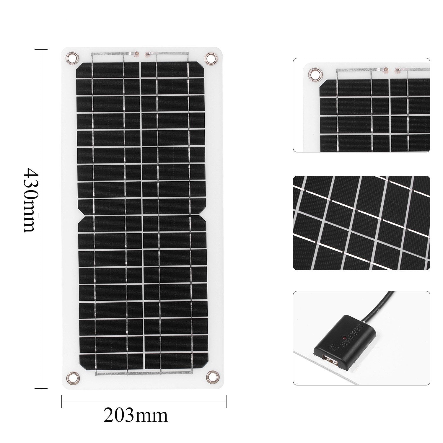 12W Solar Panel Kit USB Port Off Grid Monocrystalline Module