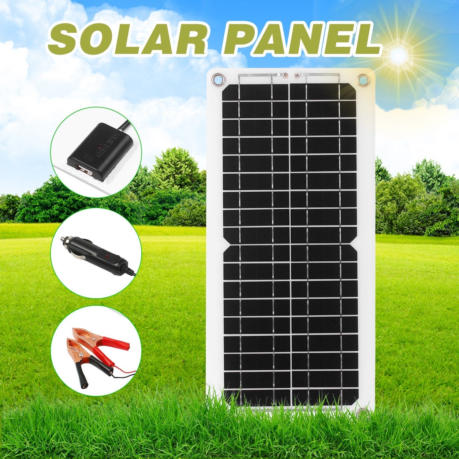 12W Solar Panel Kit USB Port Off Grid Monocrystalline Module