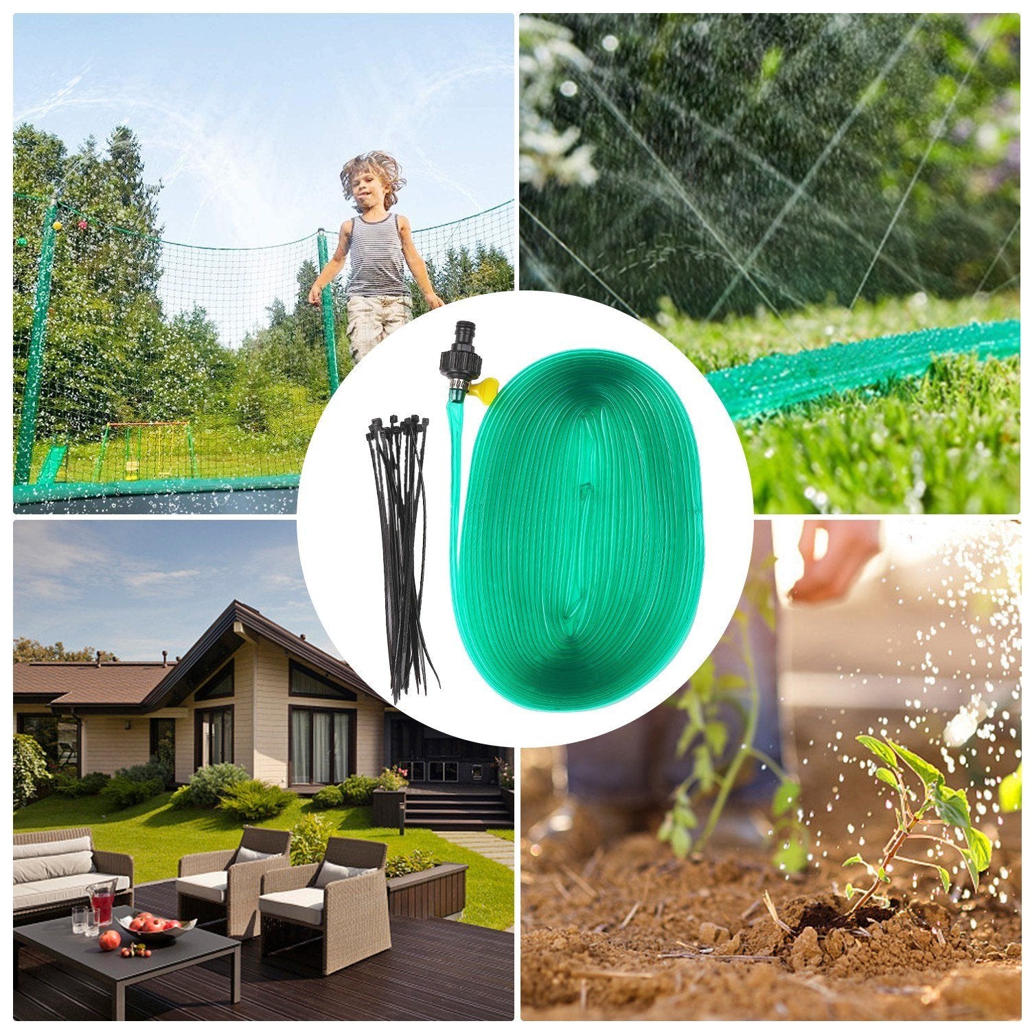 39-feet Trampoline Sprinkler Pipe Water 12 Meters with Connector Flexible PVC Lawn Spray