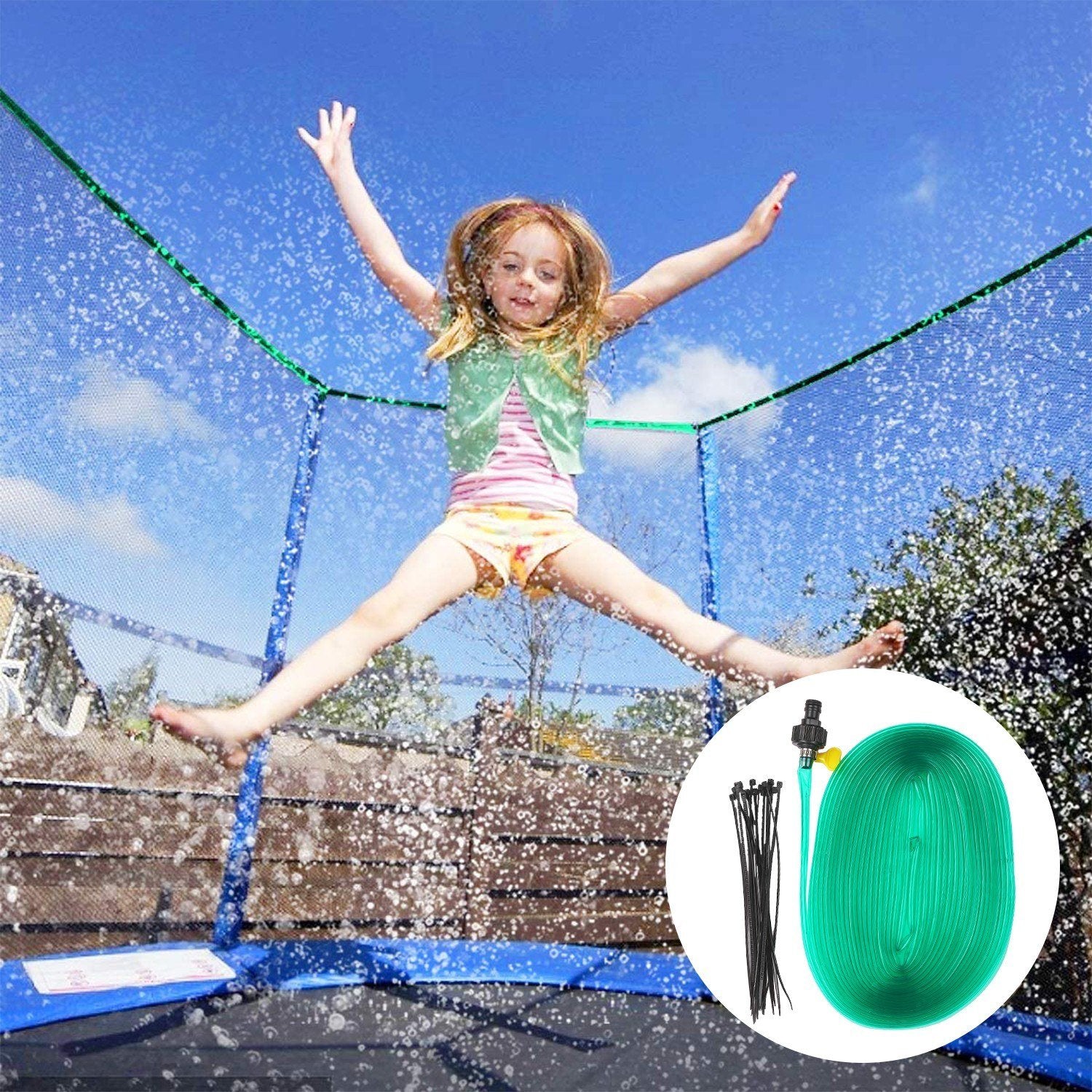 39-feet Trampoline Sprinkler Pipe Water 12 Meters with Connector Flexible PVC Lawn Spray