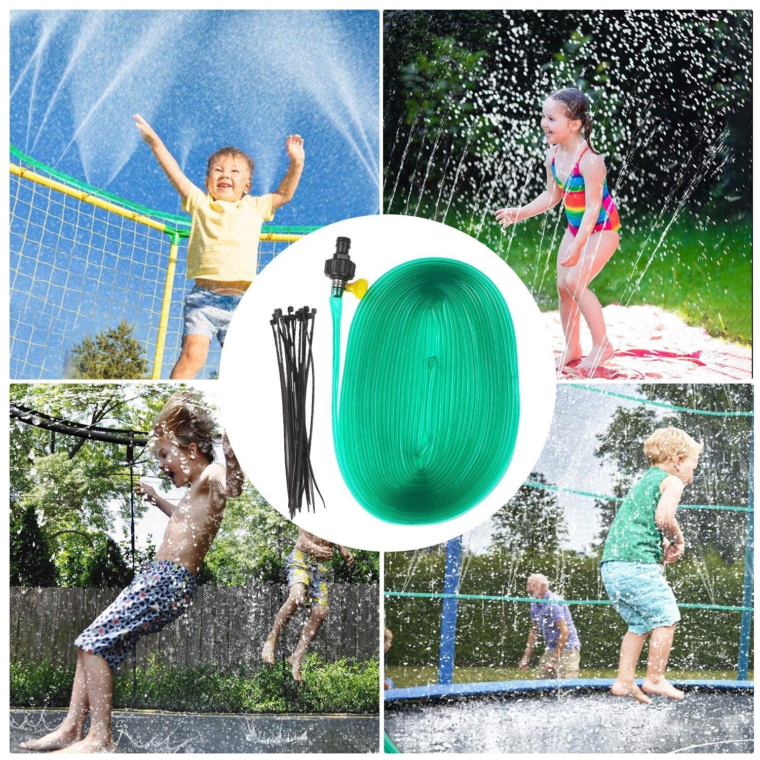 39-feet Trampoline Sprinkler Pipe Water 12 Meters with Connector Flexible PVC Lawn Spray