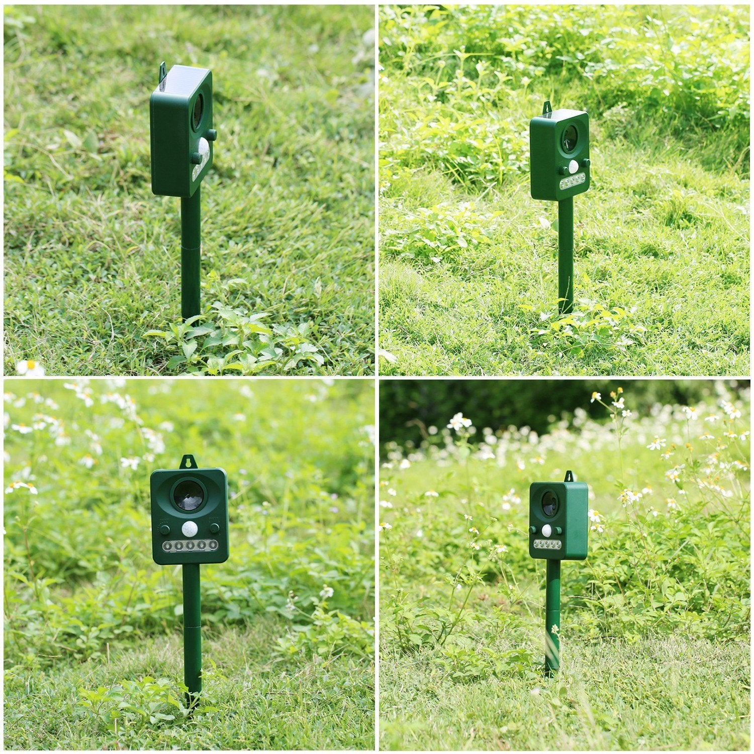 Solar Ultrasonic Pest Repeller Outdoor Animal with Sound Motion Sensor and Flashing Light