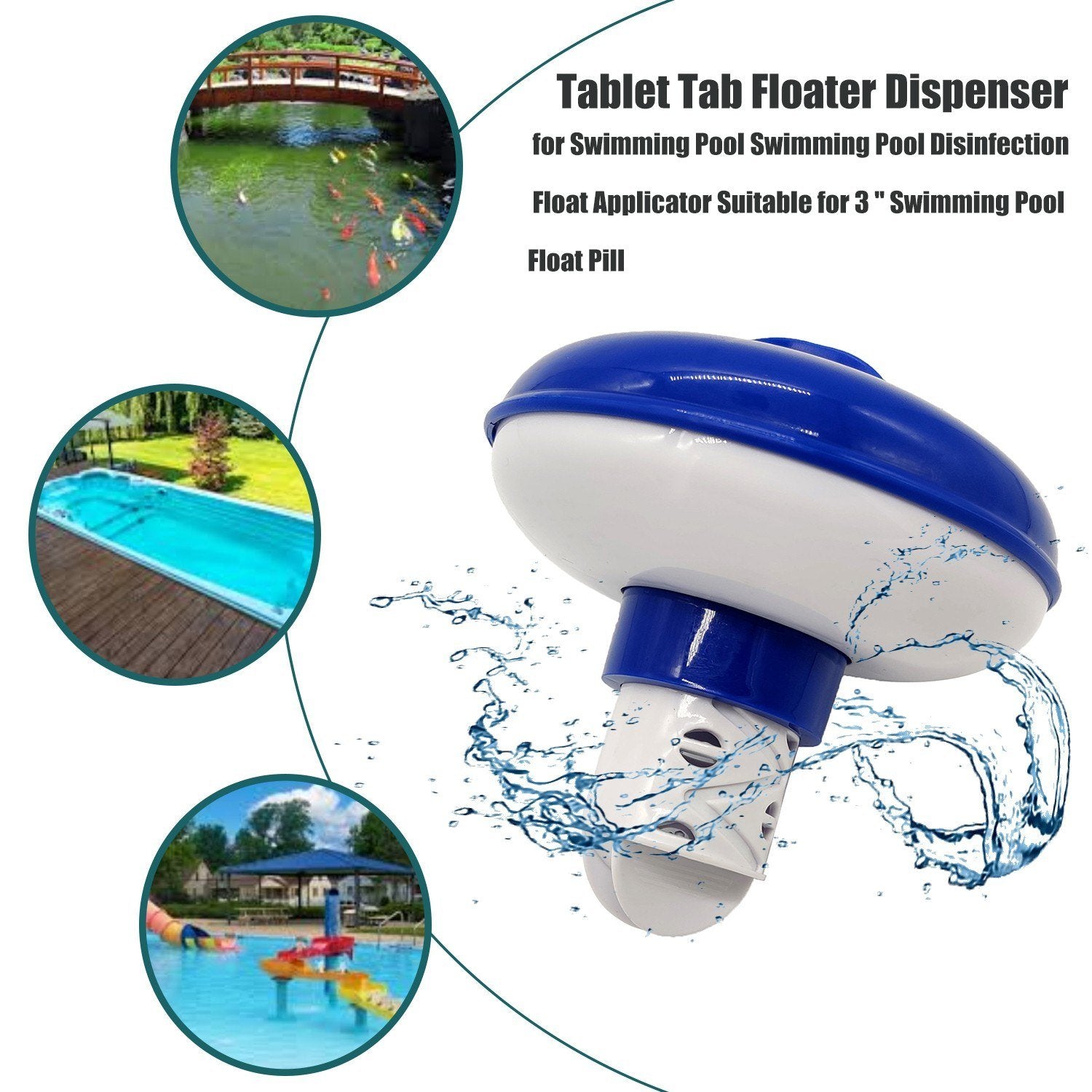 Floating Tablet Spa Chemical Dispenser Pool Chlorine Holder ,Bottom retractable
