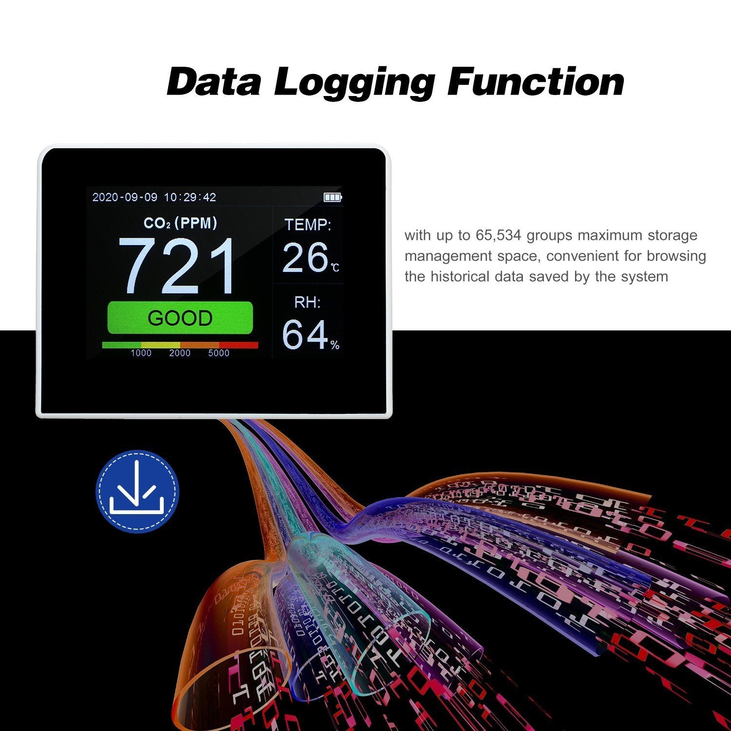 Desktop 3-in-1 Multi-functional Air Quality Detector CO2 Meter Tester 3.5-inch Digital Hygrothermograph