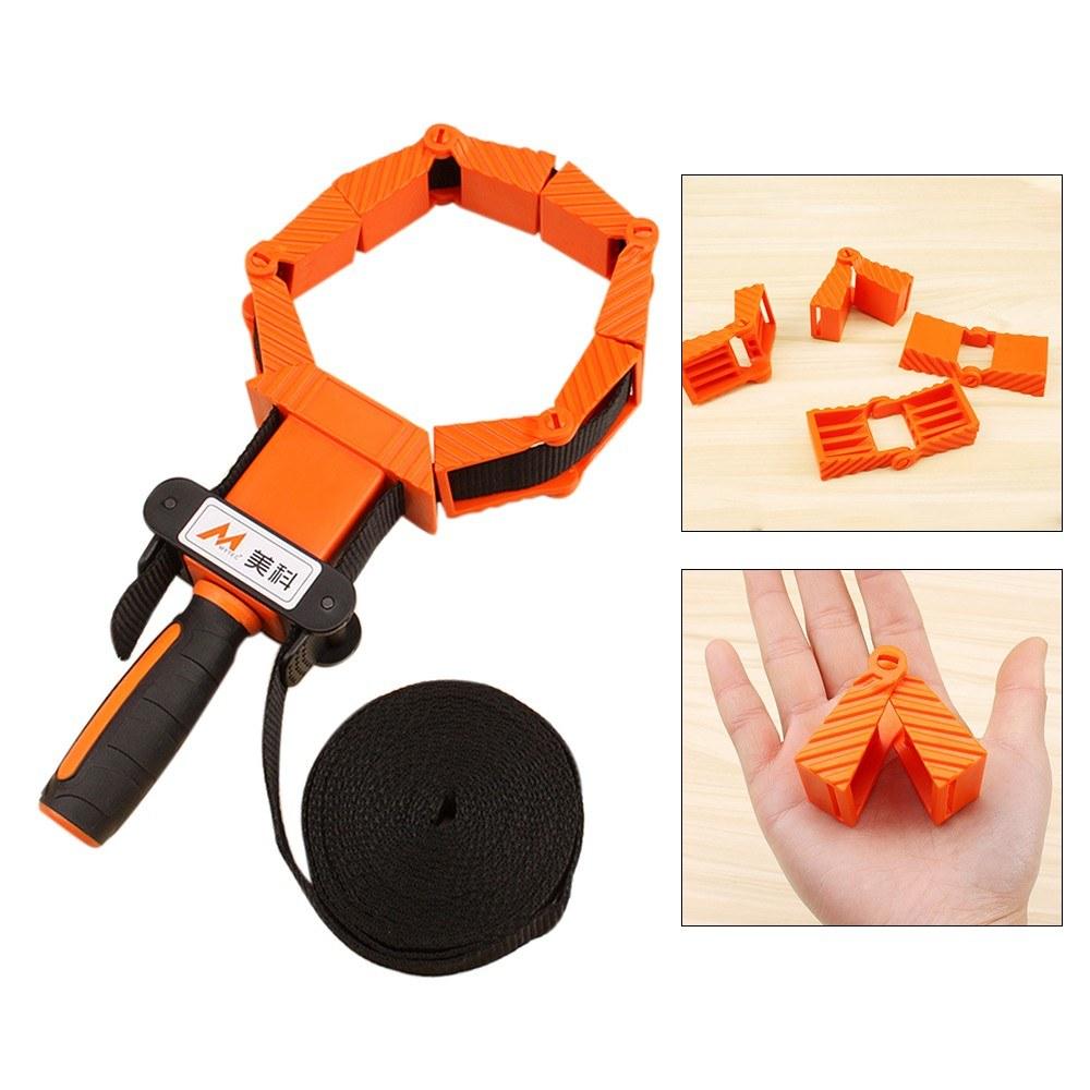 Woodworking Polygonal Angle Clamp with 13.1ft Thick Nylon Straps TPR No Slip Handle and Large Folding