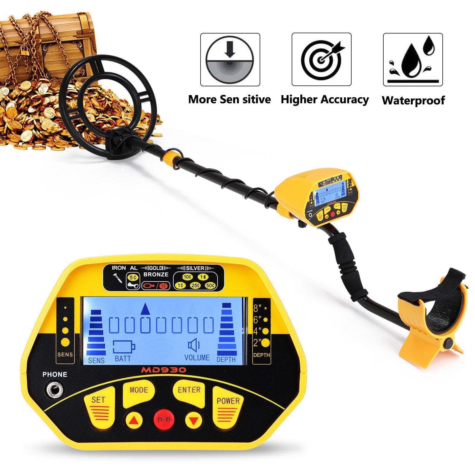 LCD Display Screen Handheld Metal Detector Accuracy Treasure Underground Finder for Adults and Kids