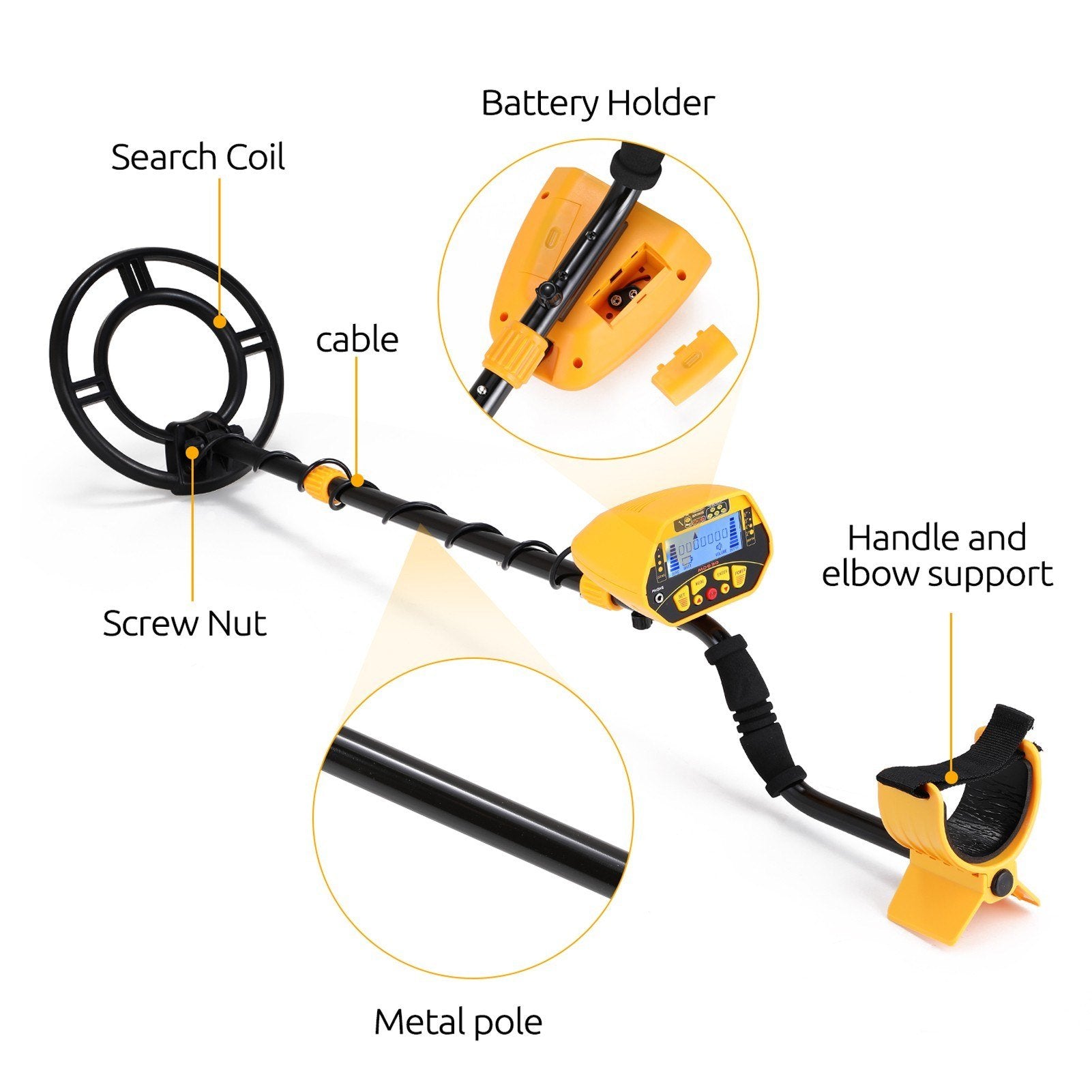 LCD Display Screen Handheld Metal Detector Accuracy Treasure Underground Finder for Adults and Kids