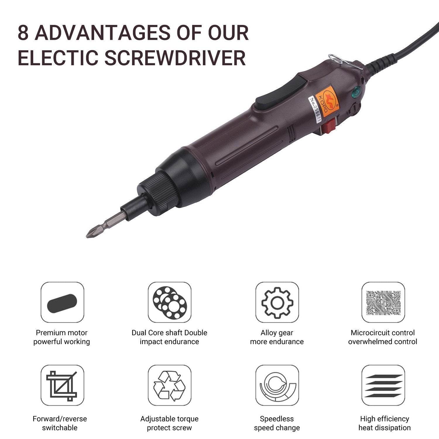 Industrial Electric Screwdriver 3.2Nm Adjustable Torque Electrical Corded Automatic Batch Power Tool 220V