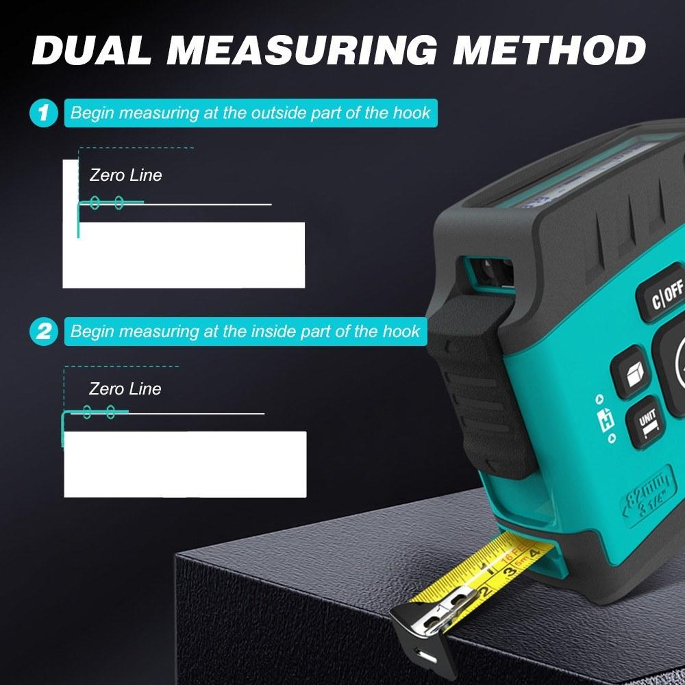 3-in-1 Digital Laser Measure Tape Power Distance Meter 131ft Measurer