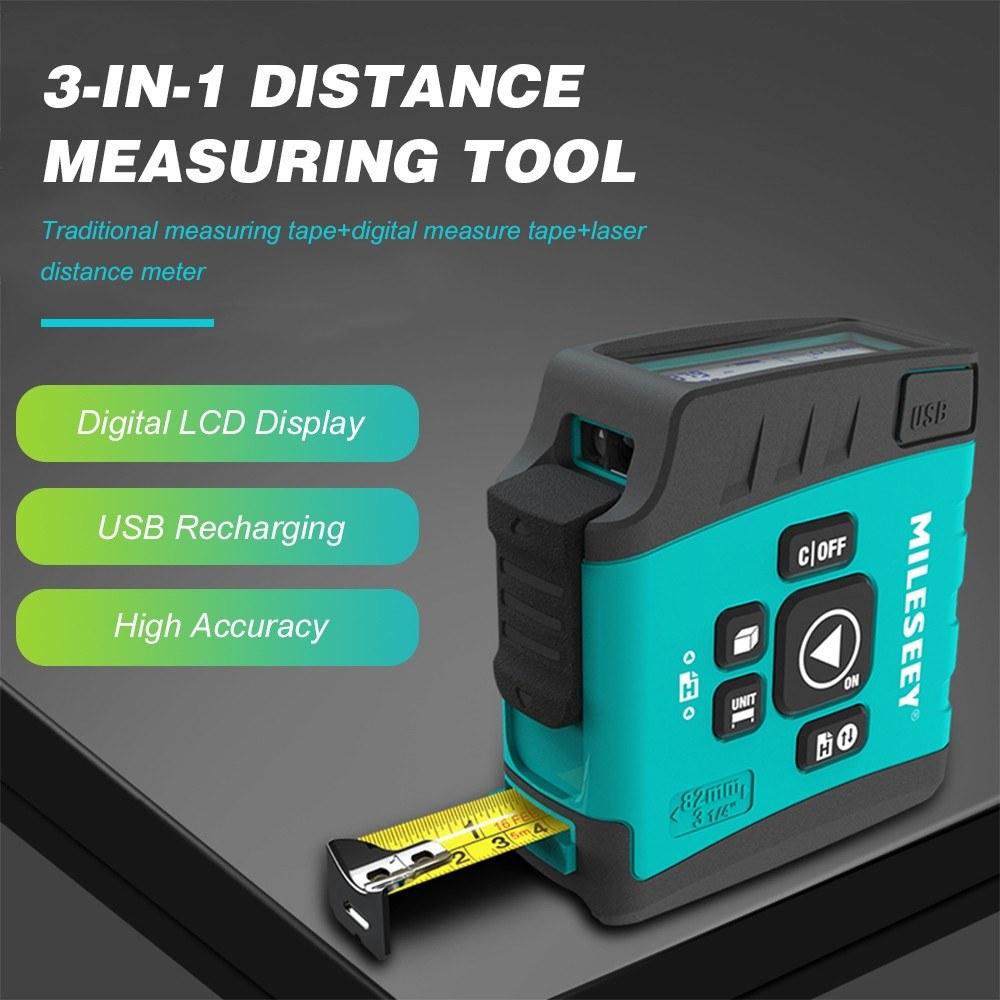 3-in-1 Digital Laser Measure Tape Power Distance Meter 131ft Measurer