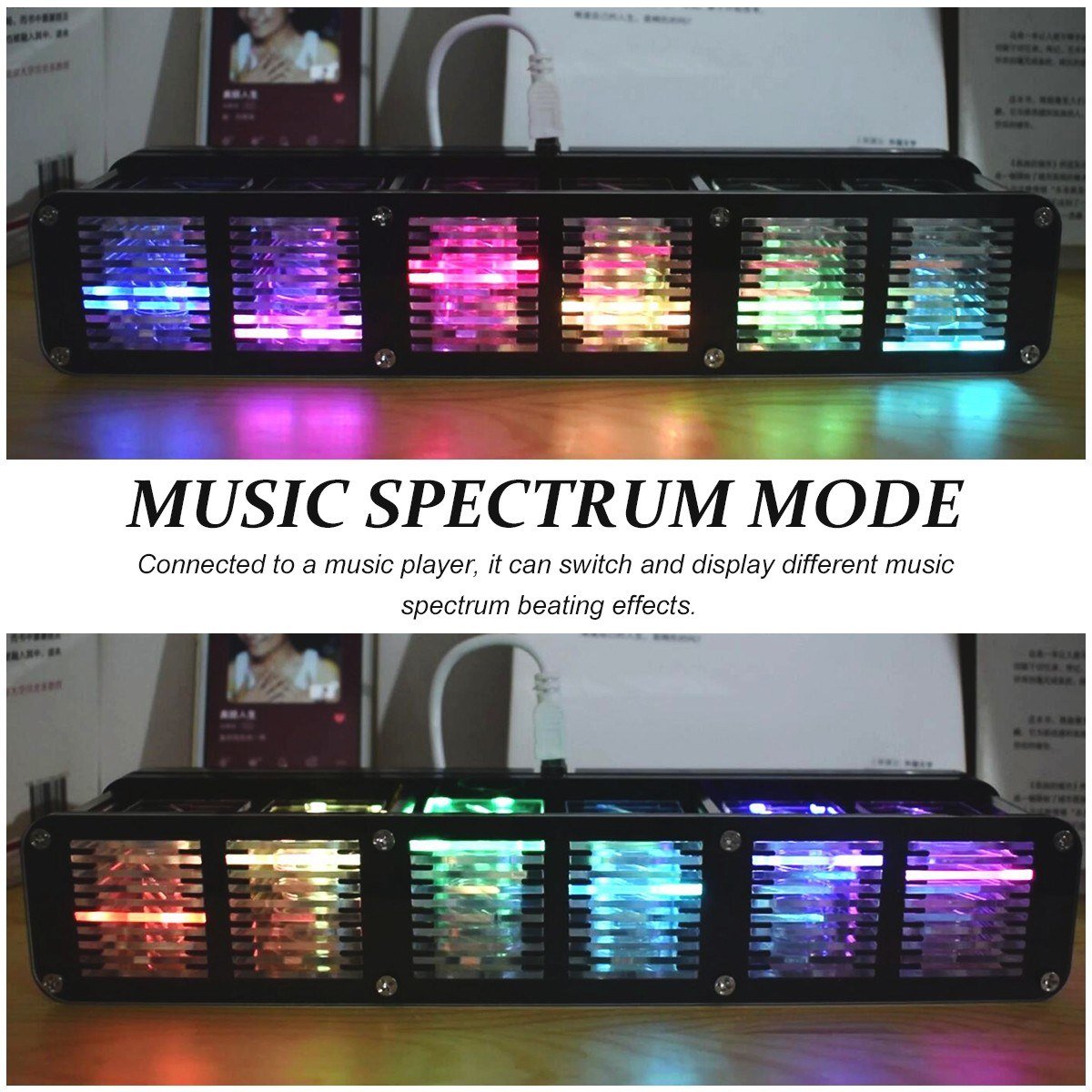 Digital LED Alarm Clock Kit Large Font 6-digit Display Electronic Semi-finished Music Spectrum Module