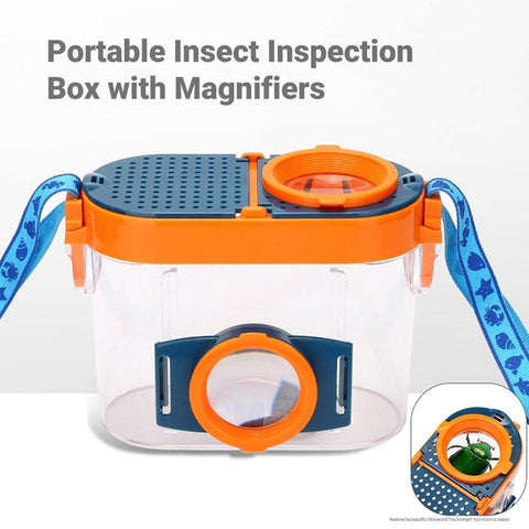 Insect Inspection Box with Magnifiers Kids Bug Catcher and Viewer Microscope Magnifier Nature Exploration Kit Tweezers for Outdoor Adventure Science Camping Hiking
