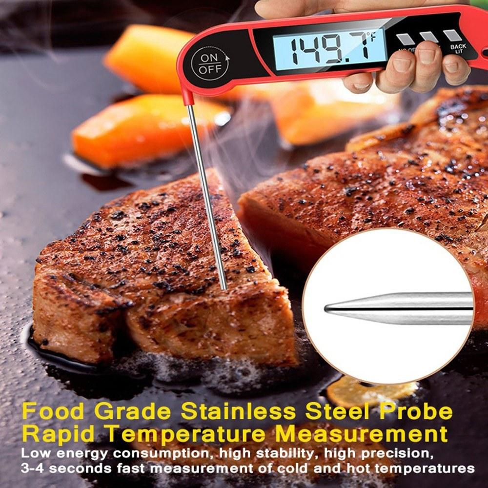 Meat Cooking Thermometer Digital Instant Read Portable Foldable LED Display for Home Kitchen BBQ Grill Baking