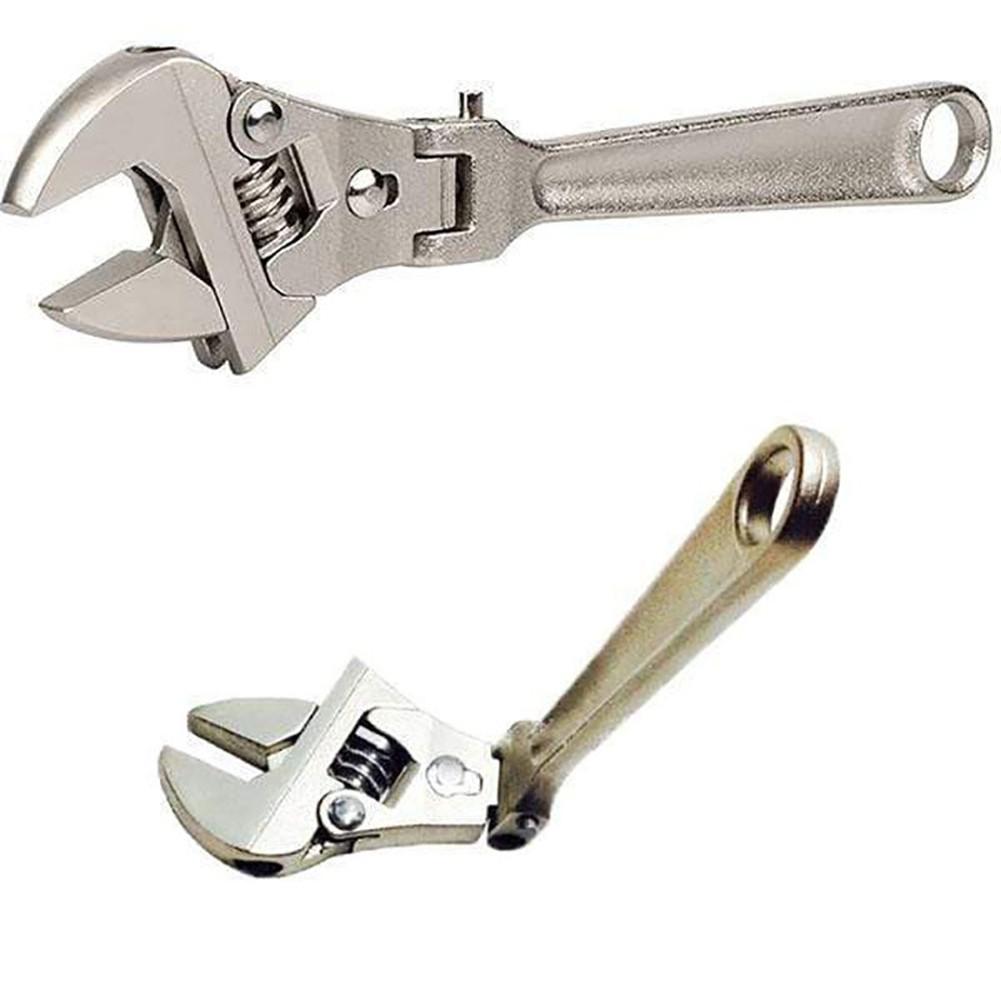 Adjustable Ratchet Wrench 180° Rotatable Folding Handle Spanner Hand Tool