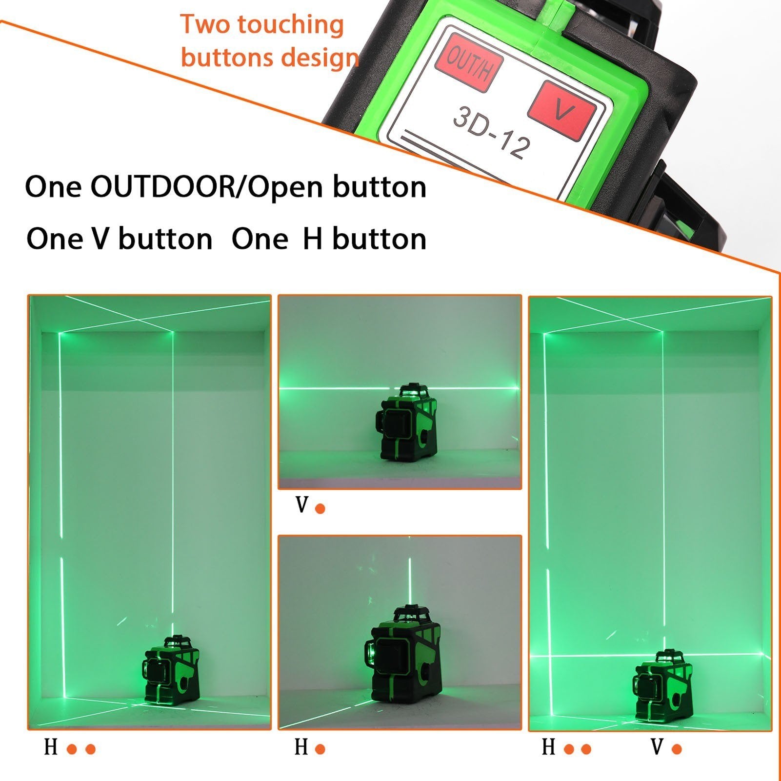 Multi-functional 3D 12 Lines Laser Level Tool Vertical Horizontal with Self-leveling Function