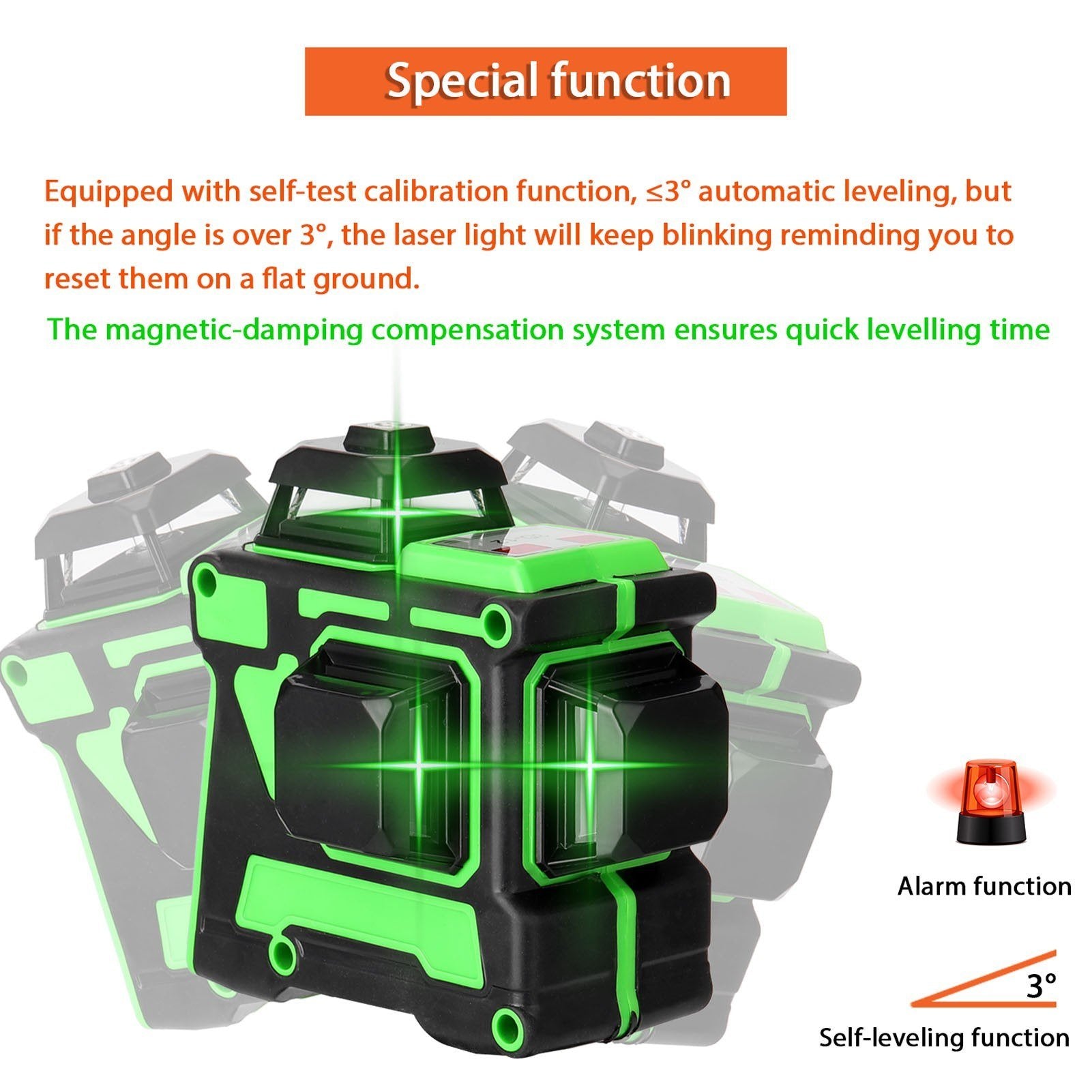 Multi-functional 3D 12 Lines Laser Level Tool Vertical Horizontal with Self-leveling Function